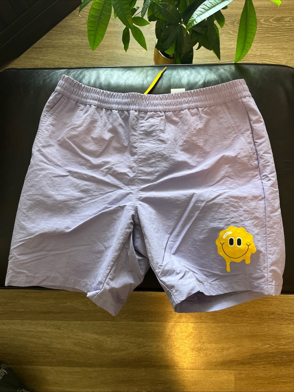 a-Lab Swim Shorts with Yellow Smiley Drip Patch size L